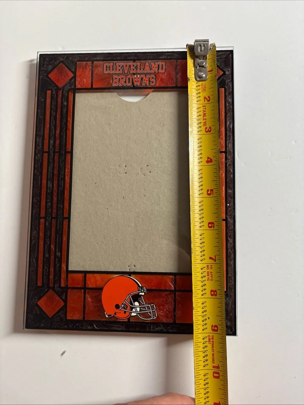 Vintage Cleveland Browns GlassOrange Decorative Picture Frame
